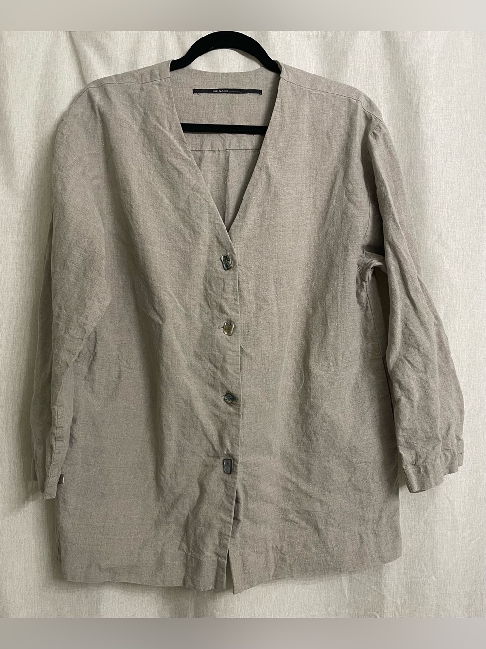Isda & Co Women's Deep Taupe Linen Button-Down Blazer Jacket